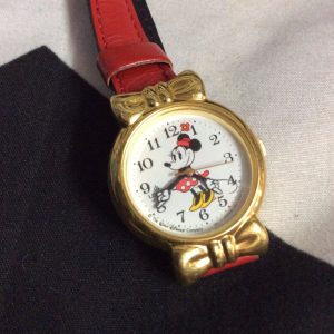 MINNIE MOUSE WATCH RED LEATHER BAND 1
