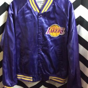 NBA Los Angeles Lakers Satin button up jacket w/ Letters on back 1