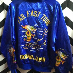 Thin Satin Zip upFar East Tour Souvenir Jacket Okinawa Japan 1