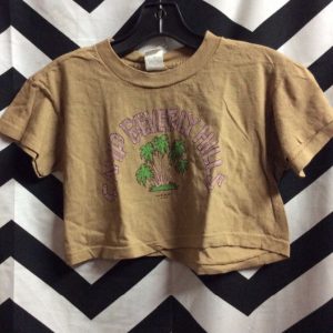 *deadstock 90s COTTON CROP TOP CAMP BEVERLY HILLS 1977 TAN M 1