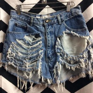CUT OFF SHORTS HEAVILY DISTRESSED, RIPPED & THRASHED 1