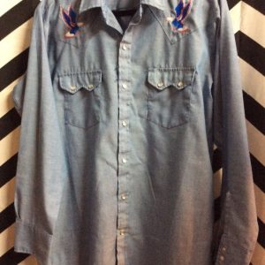 LS BD CHAMBRAY PEARL SNAP W/ EMBROIDERED EAGLES 1
