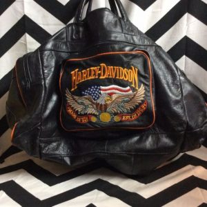 ALL LEATHER EMBROIDERED HARLEY DAVIDSON DUFFLE BAG 1