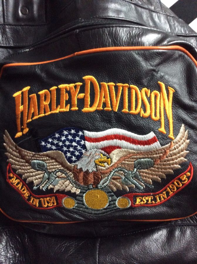 All Leather Embroidered Harley Davidson Duffle Bag | Boardwalk Vintage