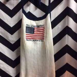 POLO TUBE TOP AMERICAN FLAG PATCH NAVY TRIM 1
