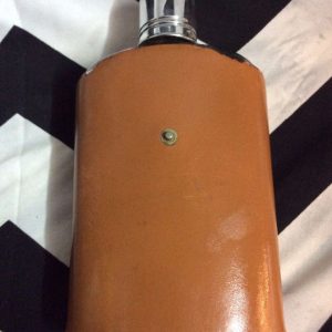 OLD FASHIONED GLASS FLASK LEATHER WRAP as-is 1