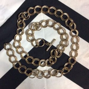1980S GOLD CHAIN LINK BELT NECKLACE TOGGLE CLOSURE 1