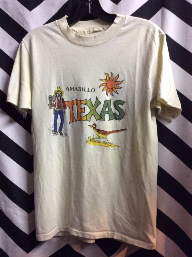 T-shirt Amarillo, Texas W/cowboy & Roadrunner | Boardwalk Vintage