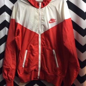 NIKE WINDBREAKER WITH HOOD WHITE RED COLOR BLOCK 1