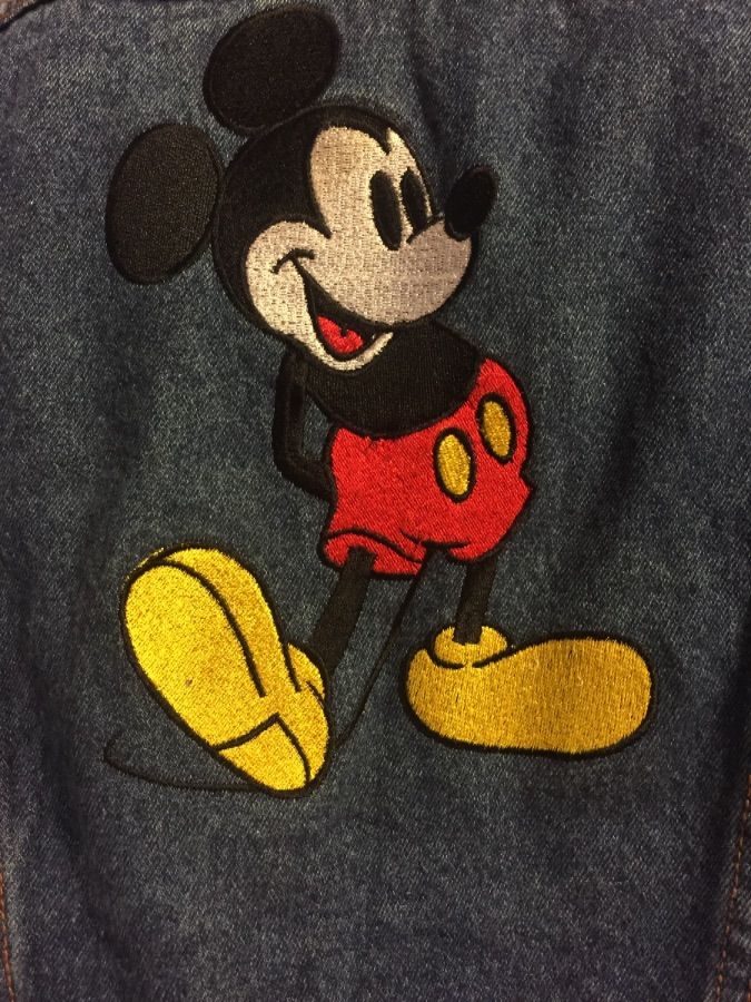 Denim Jacket W/mickey Mouse Embroidered Back Design | Boardwalk Vintage
