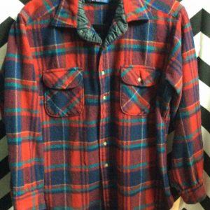 Pendleton Thick Wool plaid Fannel (red, teal, blue) as-is 3