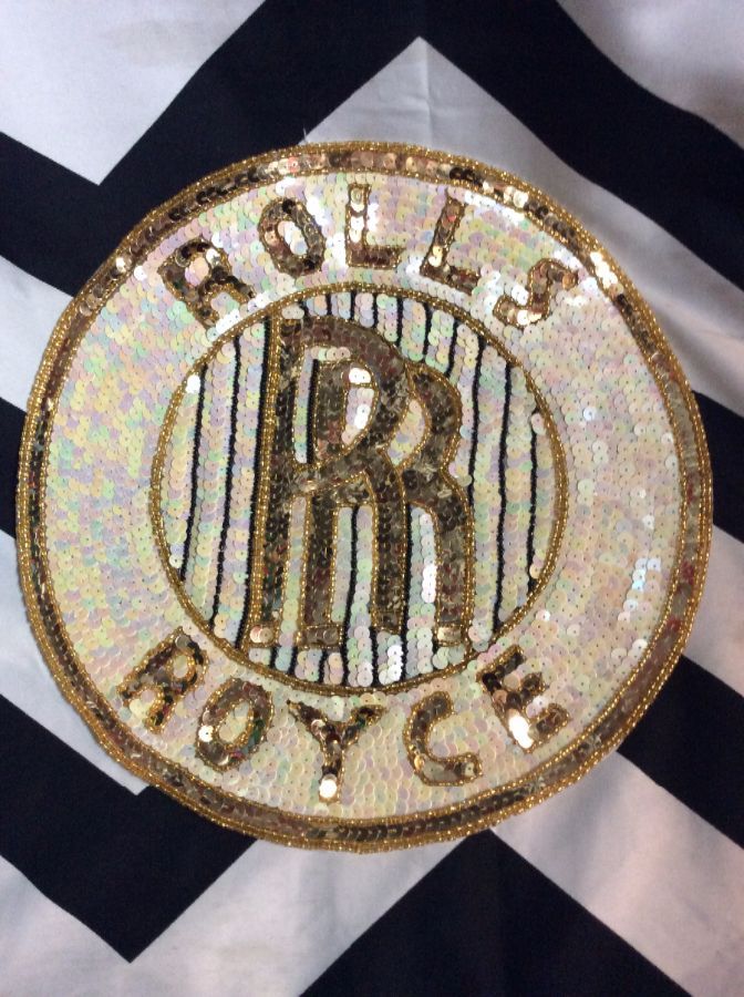 LARGE SEQUIN PATCH ROLLS ROYCE - WHITE 1