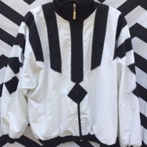 COTTON STYLE WINDBREAKER JACKET BLACK AND WHITE COLOR BLOCK 1