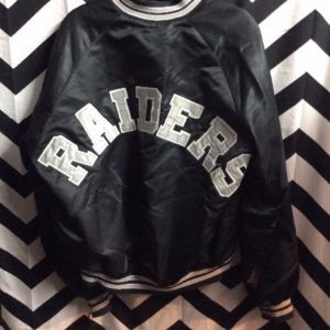 Raiders Chalkline Satin button up jacket w/ letters on back 2