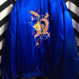 Blue Silky Puffy Bomber Dragon Embroidery 2