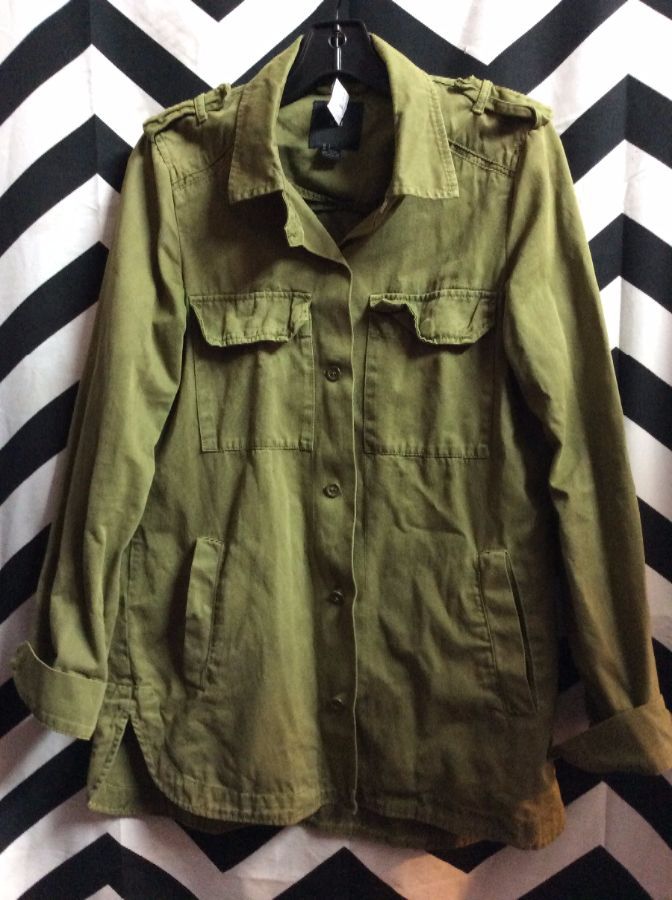 Military Shirt Jacket W/shoulder Epaulets | Boardwalk Vintage