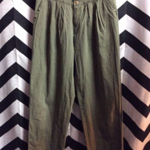 1980S CROPPED HIGH WAISTED TROUSERS PLEATS SUSPENDER LOOPS 1