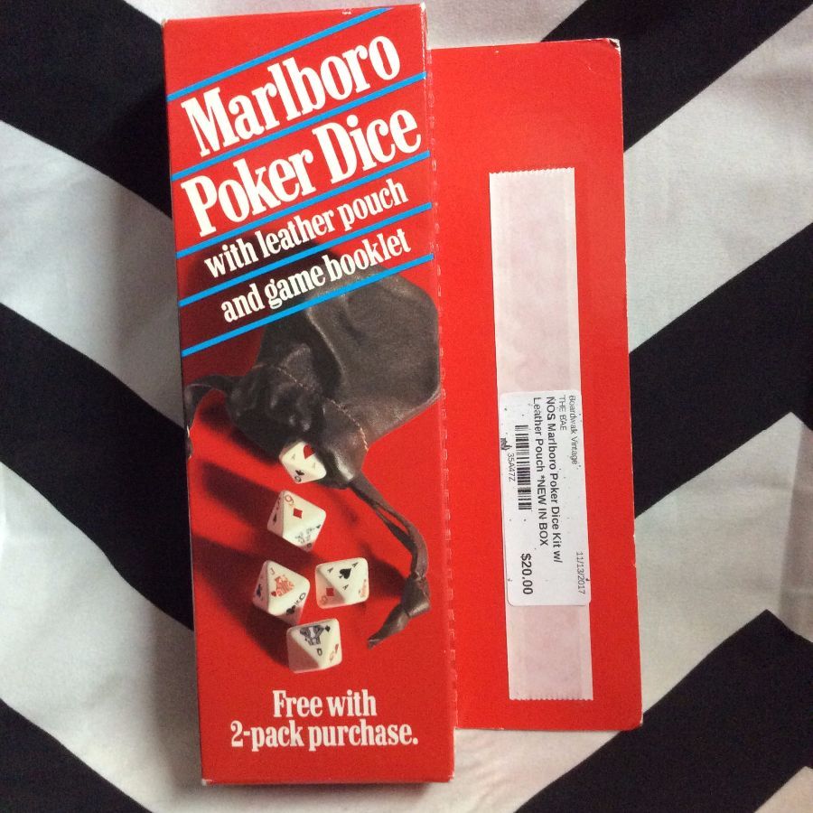 product details: NOS MARLBORO POKER DICE KIT W/LEATHER POUCH NEW IN BOX photo