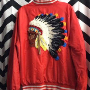 Photo detail:BASEBALL JACKET W/EMBROIDERED NATIVE AMERICAN CHIEF PATCH