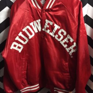 Photo detail:SATIN JACKET BUDWEISER SCREEN PRINTED LETTERS FULL FRONT