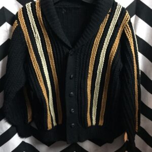 Photo detail:1960’S RETRO THICK KNIT VERTICAL STRIPE CARDIGAN