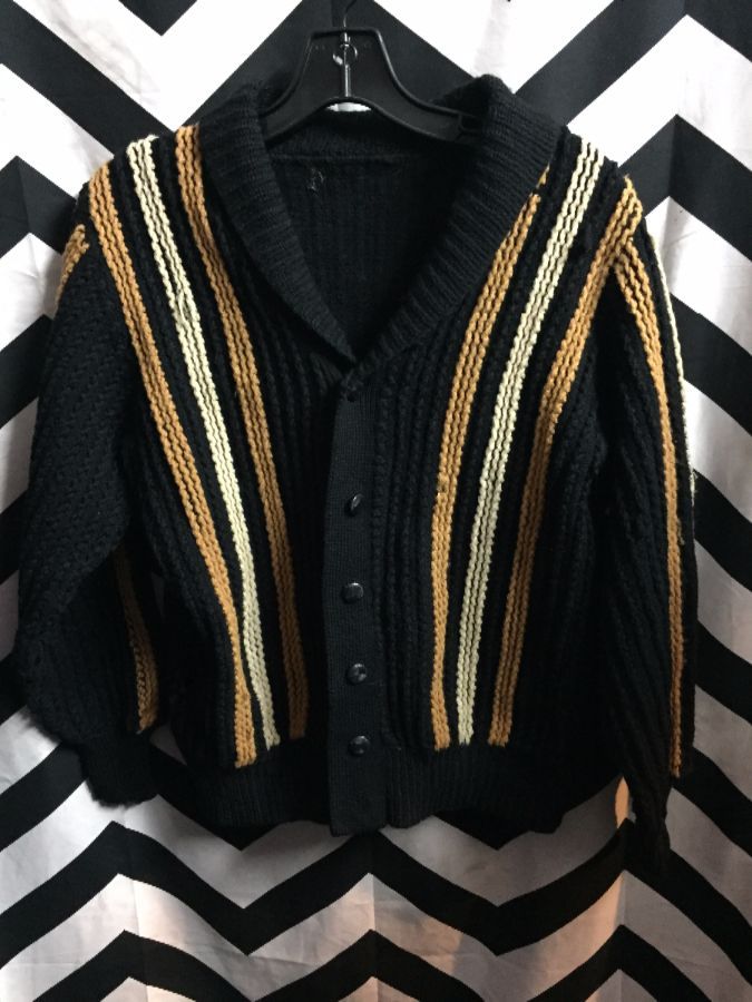 Thick Knit Horizontal Stripe Cardigan 1