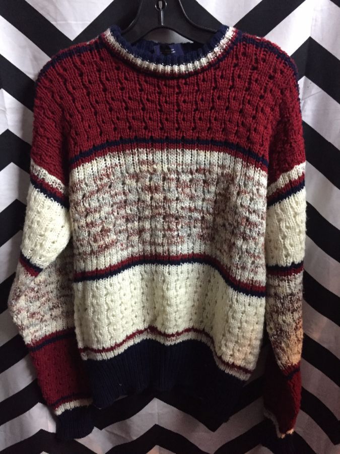 Striped Thick Knit Pullover Sweater 1