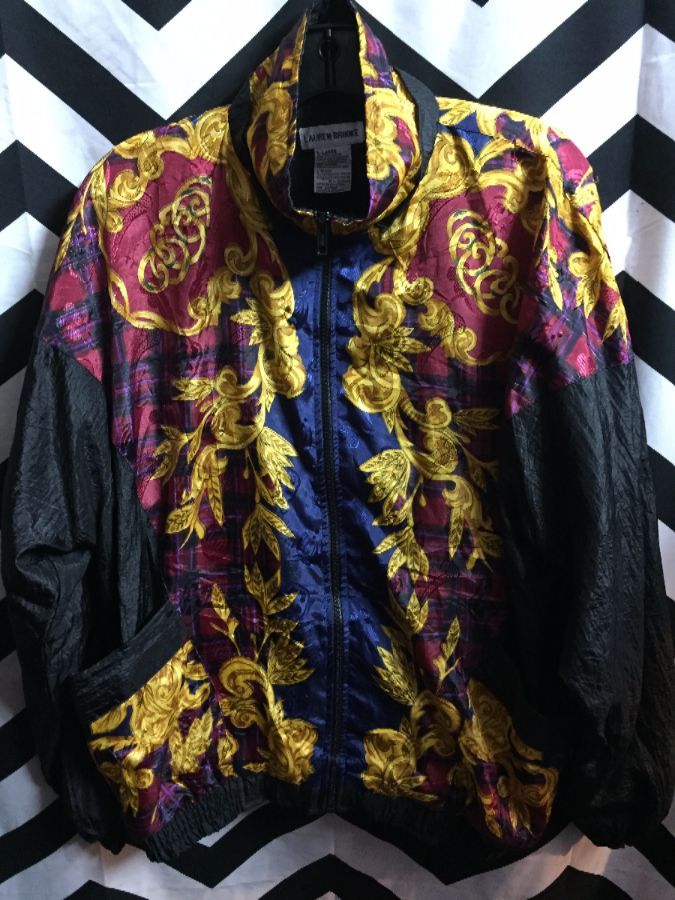Baroque Gold Orinate with Plaid pattern windbreaker 1