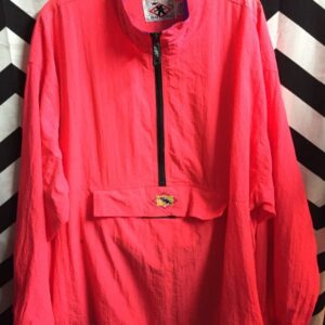 Photo detail:NEON DAY GLOW 1/2 ZIP-UP WINDBREAKER W/FRONT POCKET