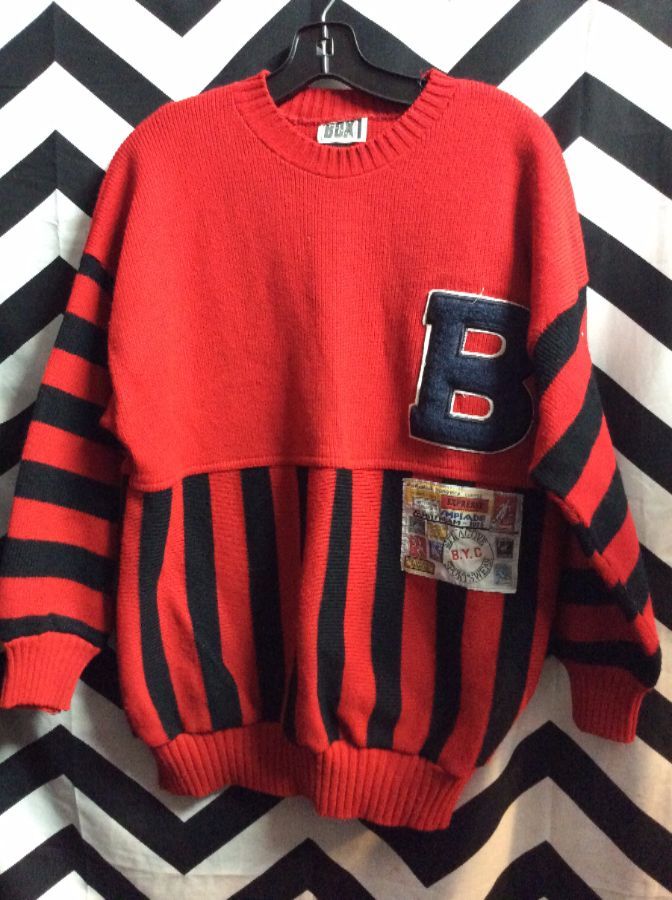 SWEATER BLACK STRIPES B AND STAMP PATCHES 1