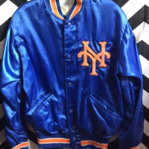 Photo detail:BASEBALL JACKET – SATIN – BUTTON-UP – NEW YORK METS – MLB