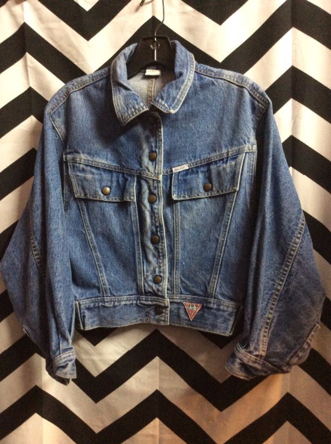 RETRO GUESS DENIM JACKET EMBOSSED SNAP BUTTON 1