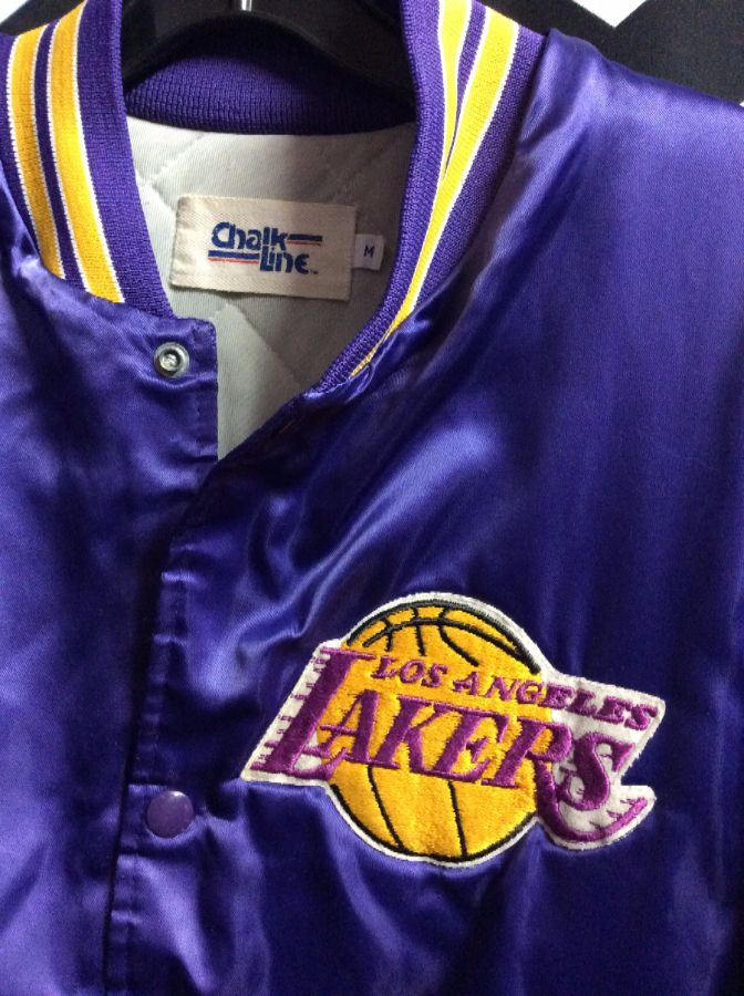 Los Angeles Lakers Chalkline Satin Sports Jacket W/letters On Back And ...