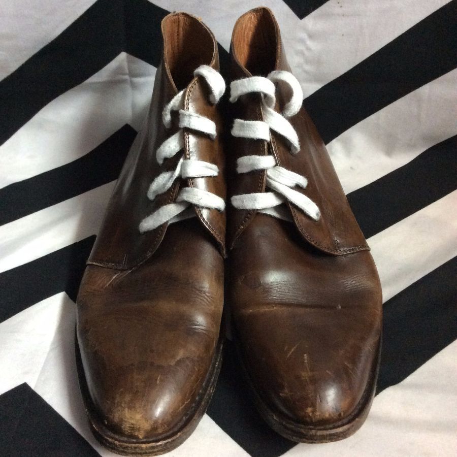 LEATHER BOOTIES SEMI ROUND TIP REGULAR SHOE LACE 1