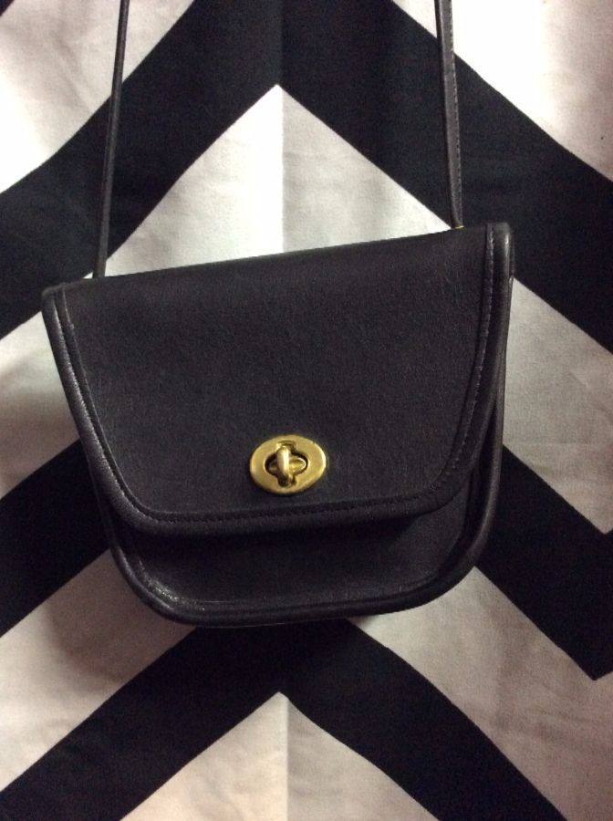 SMALL PERSONAL COACH BLACK LEATHER SHOULDERS BAG 1