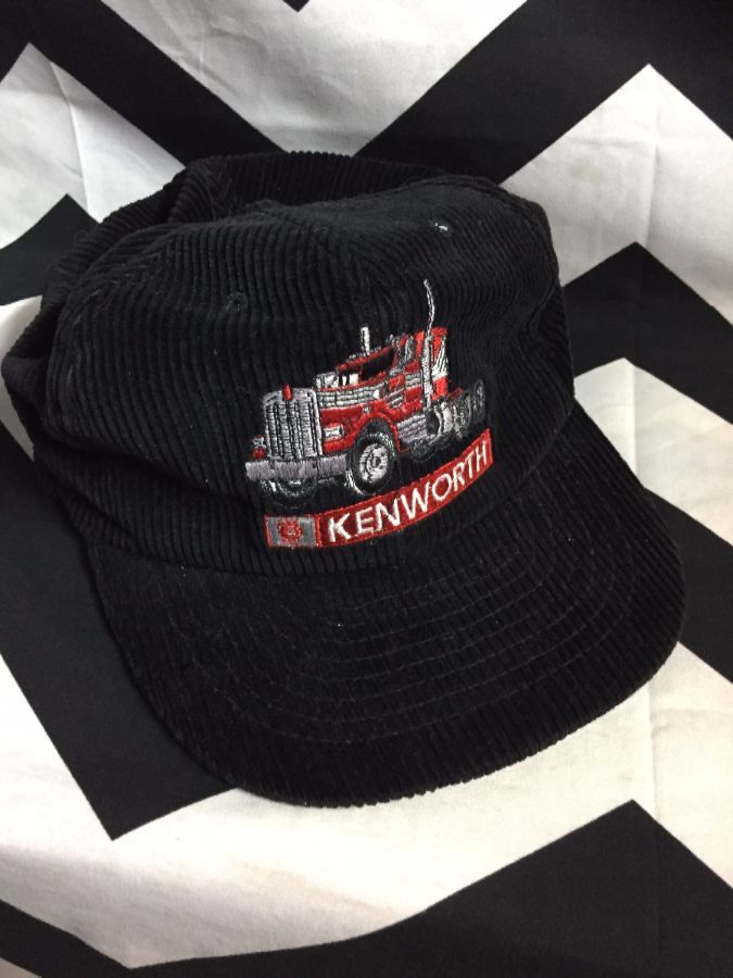 Kenworth Semi Truck embroidered Corduroy snap back hat as-is 1