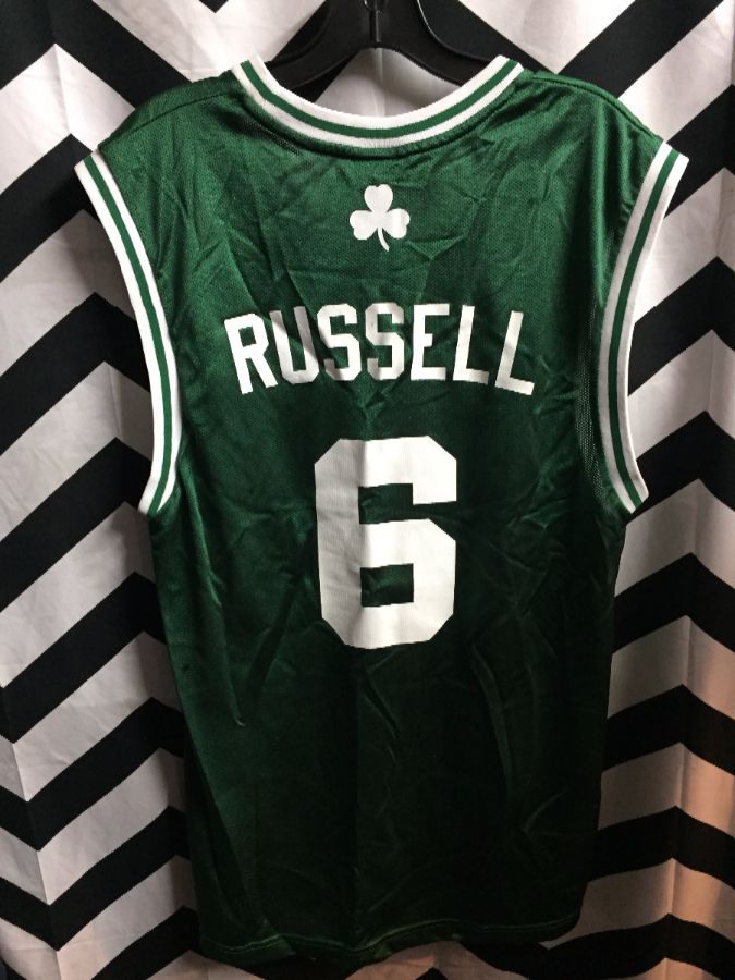 NBA Celtics 6 Bill Russell White Throwback Men Jersey