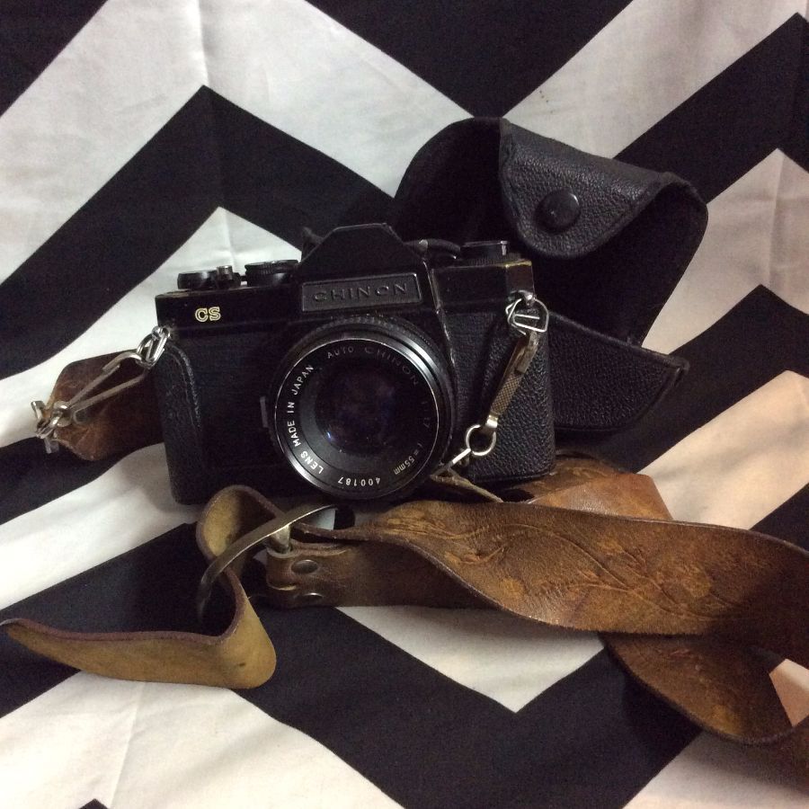 VINTAGE FILM CAMERA CHINON WITH CASE LEATHER STRAP 1