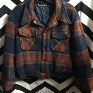 Photo detail:FLANNEL BOMBER CUT JACKET BUTTON-UP W/PLAID DESIGN