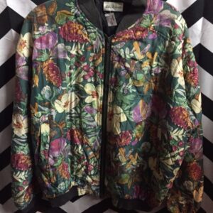 Photo detail:1990’S SILK QUILTED FLORAL PRINTED BOMBER JACKET