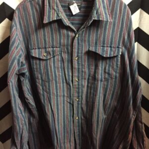 Photo detail:1990'S COTTON FLANNEL SHIRT W/VERTICAL STRIPES