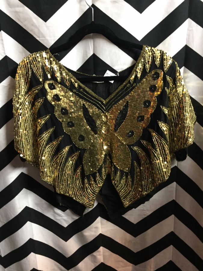 CLASSIC SEQUIN BUTTERFLY TOP SILK LINED 1