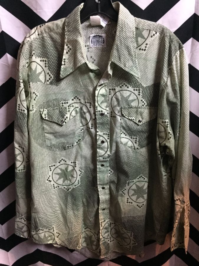 LS BD 1970S FUNKY STAR AND GEOMETRIC PRINT COLLARED SHIRT 1