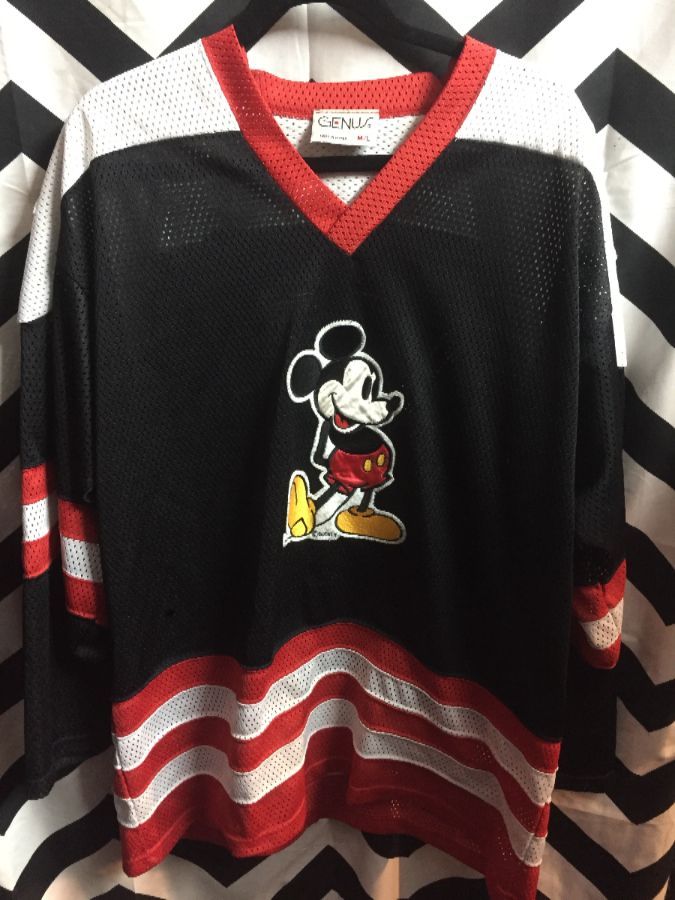 Mickey Mouse Hockey Jersey Mickey Applique on front Mickey Letters on back #1 1