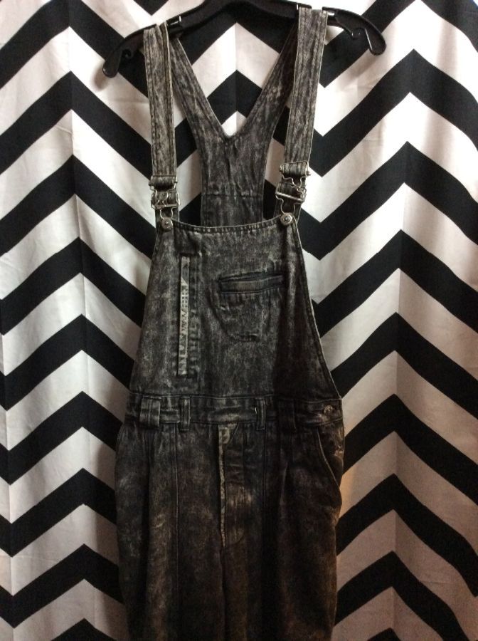 1990S STONED WASHED BLACK DENIM OVERALL 1