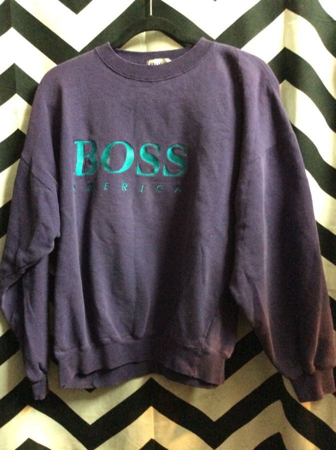 BOSS America Embroidered Pullover Sweatshirt Grape color way 1