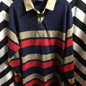 Photo detail:STRIPED RUGBY STYLE LONG SLEEVE POLO SHIRT