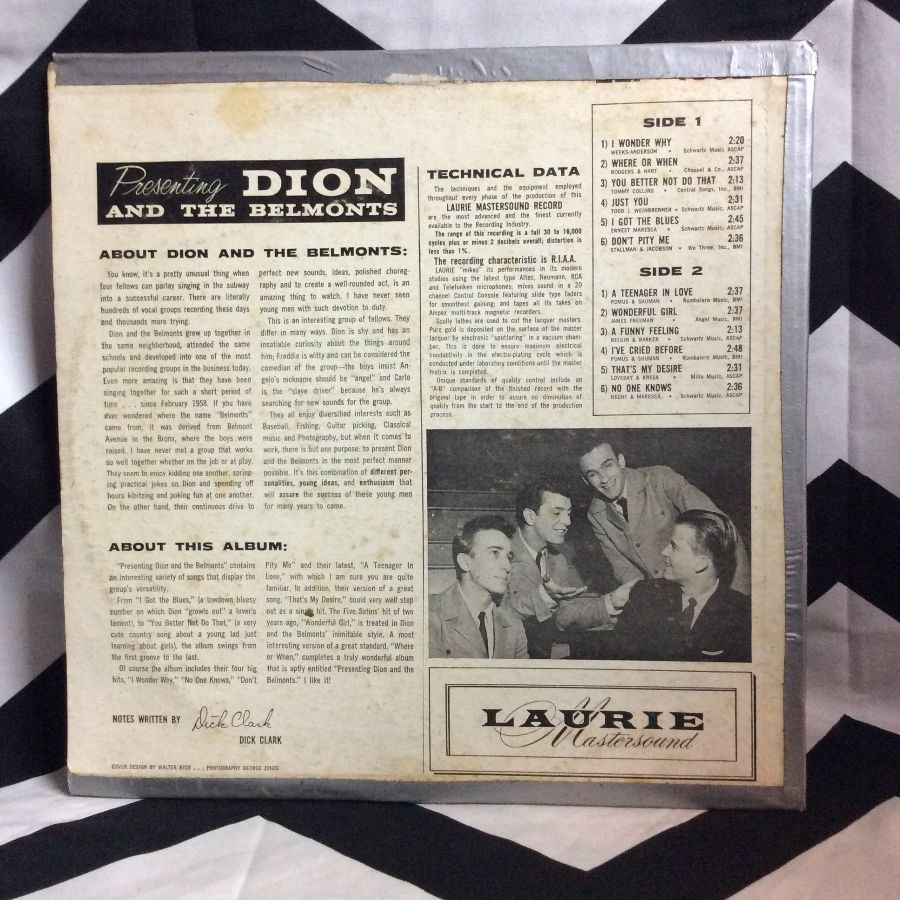 Vinyl Record Presenting Dion And The Belmonts Boardwalk Vintage