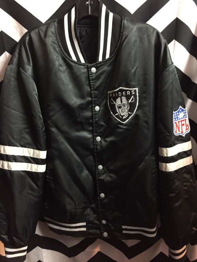 NFL Los Angeles Raiders Satin Button up jacket w/ Letters on back 1
