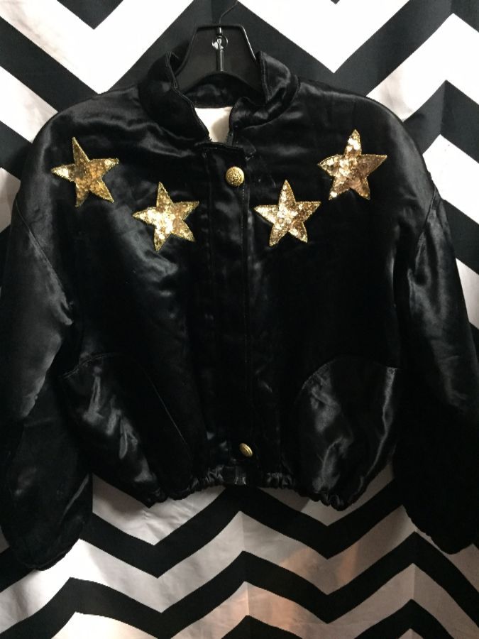 SATIN BOMBER JACKET WITH GOLD STAR SEQUENCE 1
